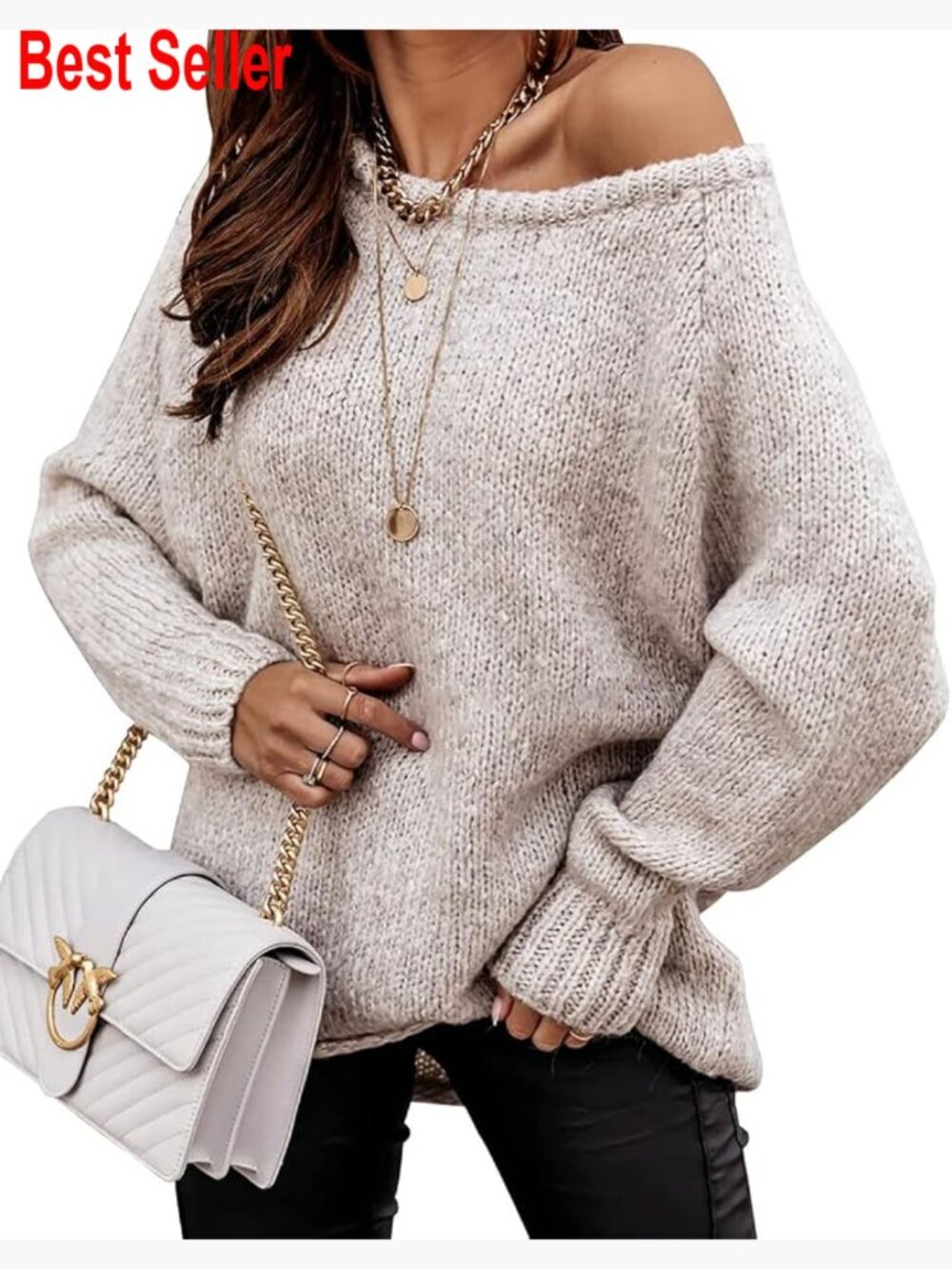 Long Sleeve Crew Neck Oversized Pullover Sweater Soft Ribbed Knit Loose Fit